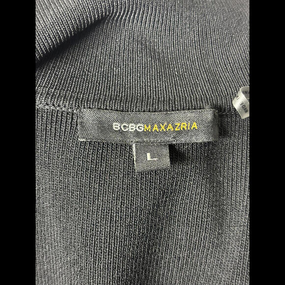 BCBG Max Azria Women's Sz L Black Jersey Knit Cardigan w/ Crochet Pockets (1586) - Picture 5 of 6